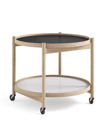 Brdr  Krüger Bølling Bakkebord 60 Cm  Eg Ubehandlet  Bakke  : Sort Hvid Bakke  : Cognac Sort  : Erling Christensen Møbler