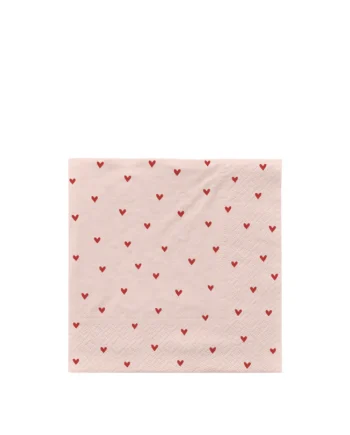 Broste Copenhagen Amor Papirserviet  Kvadratisk Lyserød Og Rød Papir  33x33