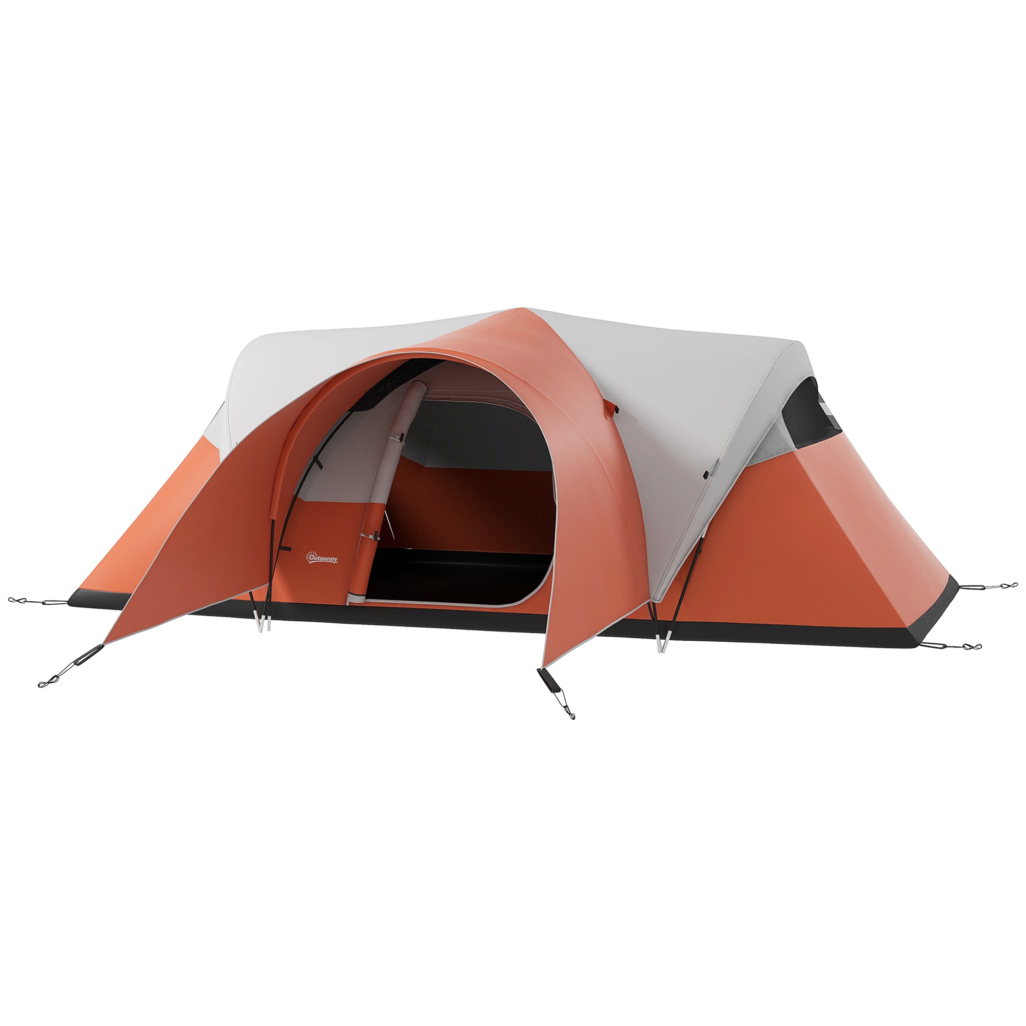 Campingtelt Til  -  Personer  Familietelt  Vandtæt  Med Markise  550   300   198 Cm  Orange