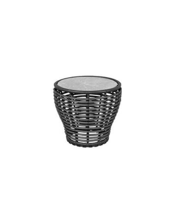 Cane-line Basket Sofabord Lille Stel: Grafit Bordplade: Grå Fossil Grey  Keramisk  : Erling Christensen Møbler