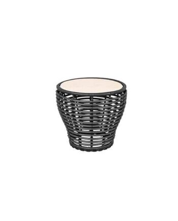 Cane-line Basket Sofabord Lille Stel: Grafit Bordplade: Tevertin Keramisk Plade  Tevertin : Erling Christensen Møbler