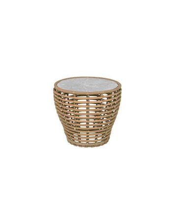 Cane-line Basket Sofabord Lille Stel: Natur Bordplade: Grå Natur : Erling Christensen Møbler
