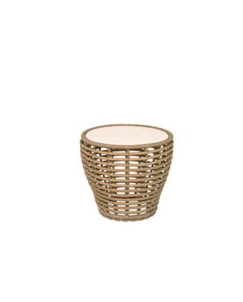 Cane-line Basket Sofabord Lille Stel: Natur Bordplade: Tevertin Natur : Erling Christensen Møbler