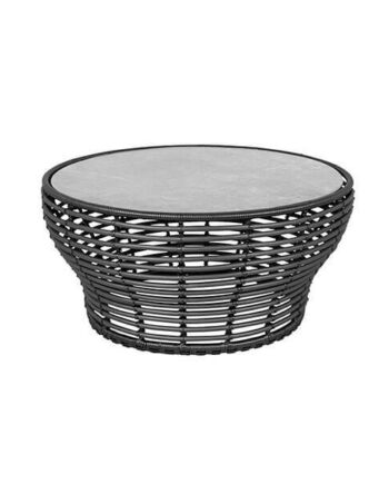 Cane-line Basket Sofabord Stor Stel: Grafit Bordplade: Grå Fossil Grey  Keramisk  : Erling Christensen Møbler