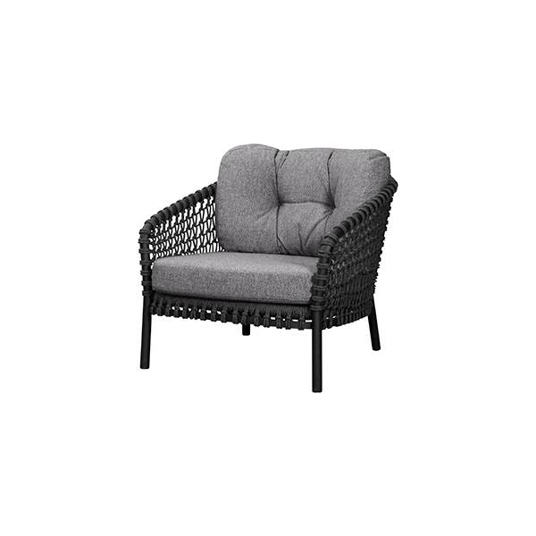 Cane-line Ocean Large Lounge Stol Soft Rope Dark Grey   Dark Grey  : Erling Christensen Møbler