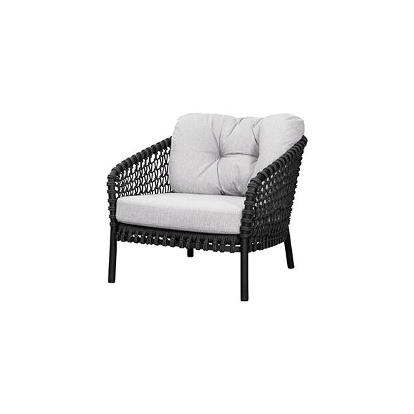 Cane-line Ocean Large Lounge Stol Soft Rope Dark Grey   White Grey  : Erling Christensen Møbler