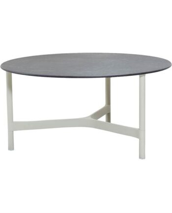 Cane-line Twist Sofabord Rundt   90 Cm  Stel: Hvid Bordplade: Fossil Sort Hvid  Aluminium  : Erling Christensen Møbler
