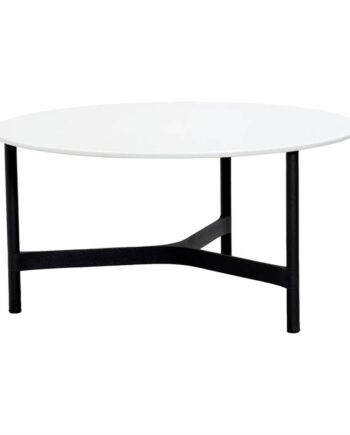 Cane-line Twist Sofabord Rundt   90 Cm  Stel: Lavagrå Bordplade: Hvid Lava Grå  Aluminium  : Erling Christensen Møbler
