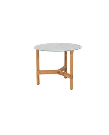 Cane-line Twist Sofabord ø45 Cm Teak Stel Bordplade: Fossil Grå Fossil Grey  Keramisk  : Erling Christensen Møbler