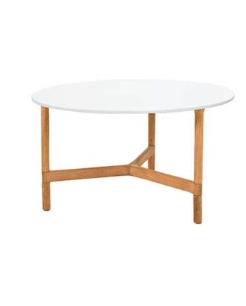 Cane-line Twist Sofabord ø70 Cm Teak Stel Bordplade: Hvid Hi-core Hvid : Erling Christensen Møbler
