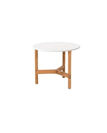 Cane-line Twist Sofabord ø45 Cm Teak Stel Bordplade: Hvid Hi-core Hvid : Erling Christensen Møbler