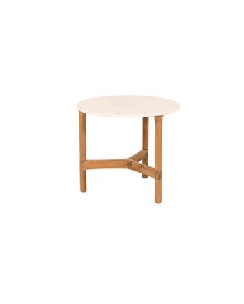 Cane-line Twist Sofabord ø45 Cm Teak Stel Bordplade: Tevertin Keramisk Plade  Tevertin : Erling Christensen Møbler