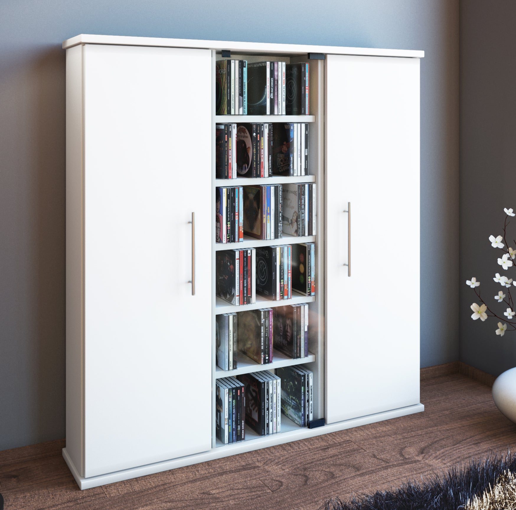 Cd Dvd Reol Til 450 Cd Er  Hvid