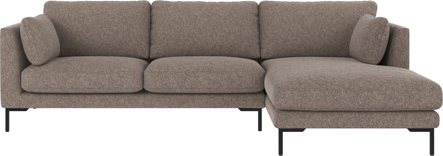 Chaiselongsofa Rowico Corwin Højrevendt   Mørk Beige Bobby Polyester Med Sorte Metalben