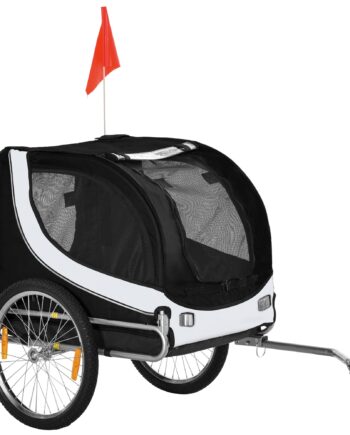 Cykeltrailer Hundetrailer Op Til 20 Kg Netvindue  Rullebetræk  Universalkobling Hvid Sort