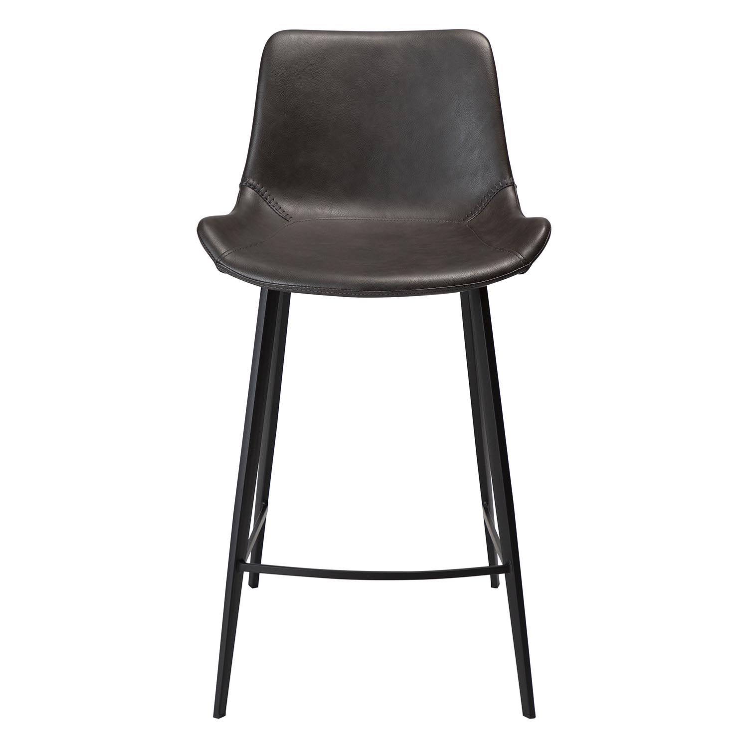 Dan-form Hype Barstol Ryglæn Og Fodstøtte Vintage Grå Kunstllæder Og Sort Stål