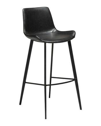 Dan-form Hype Barstol     Ryglæn Og Fodstøtte Vintage Sort Kunstlæder Og Sort Stål