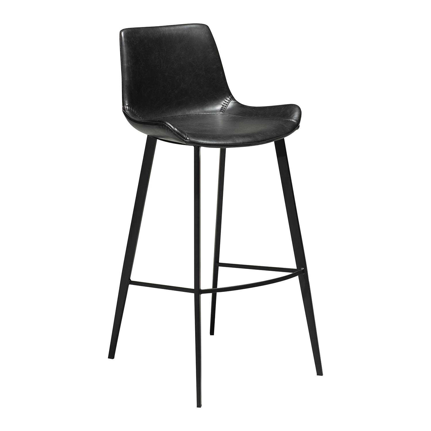 Dan-form Hype Barstol     Ryglæn Og Fodstøtte Vintage Sort Kunstlæder Og Sort Stål
