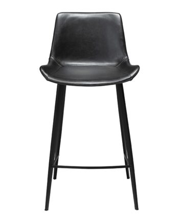 Dan-form Hype Barstol     Ryglæn Og Fodstøtte Vintage Sort Kunstlæder Og Sort Stål