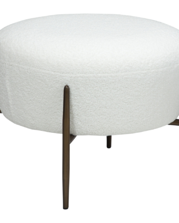 Dan-form Orbit Fodskammel Rund Snow Rpes Bouclé Med Antikke Messing Ben  ø55