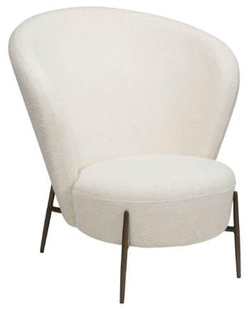 Dan-form Orbit Loungestol Dove Rpes Bouclé Stof Med Antikke Messing Ben
