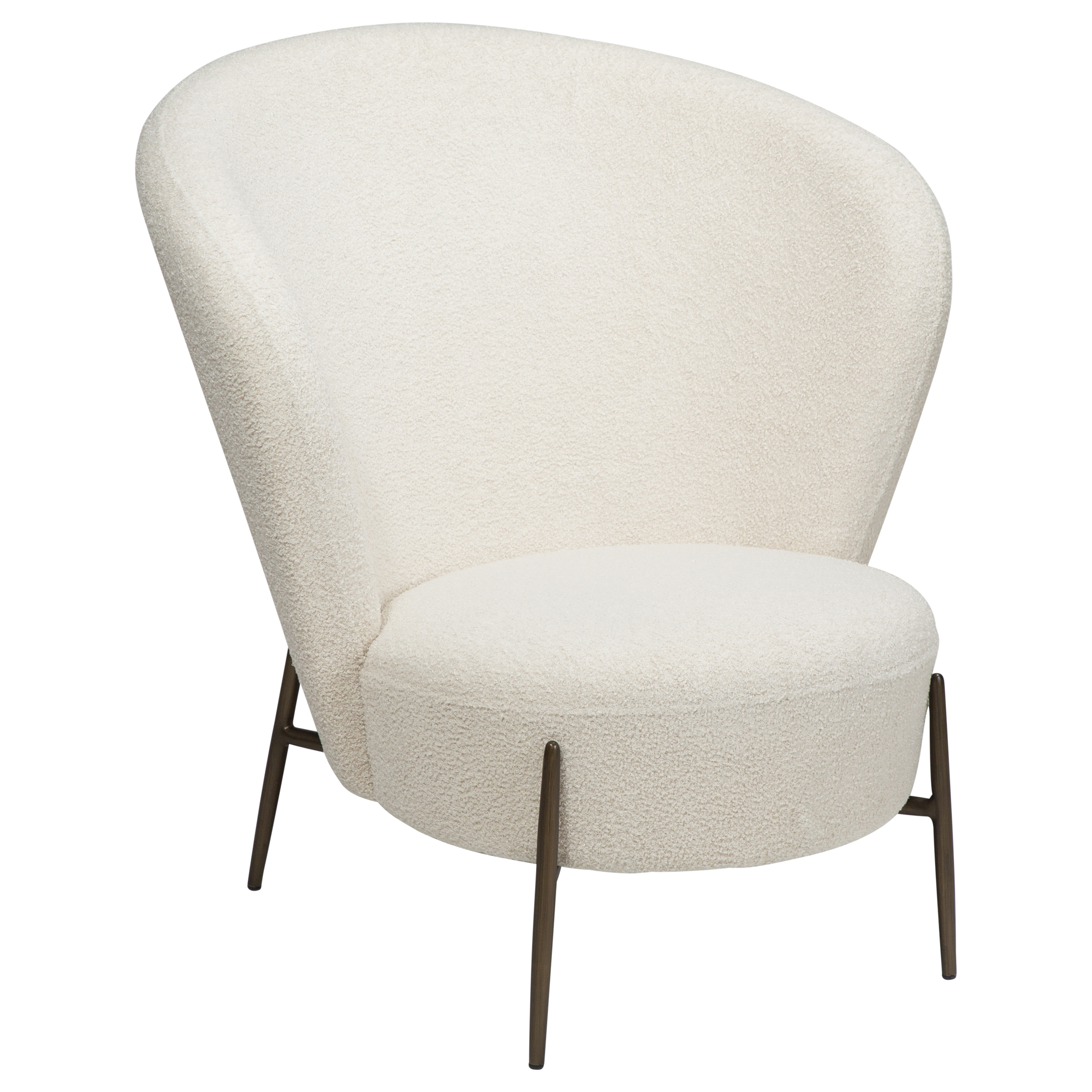 Dan-form Orbit Loungestol Dove Rpes Bouclé Stof Med Antikke Messing Ben