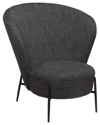 Dan-form Orbit Loungestol Ravn Sort Bouclé Stof Og Sort Metal