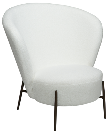 Dan-form Orbit Loungestol Snow Rpes Bouclé Med Antikke Messing Ben