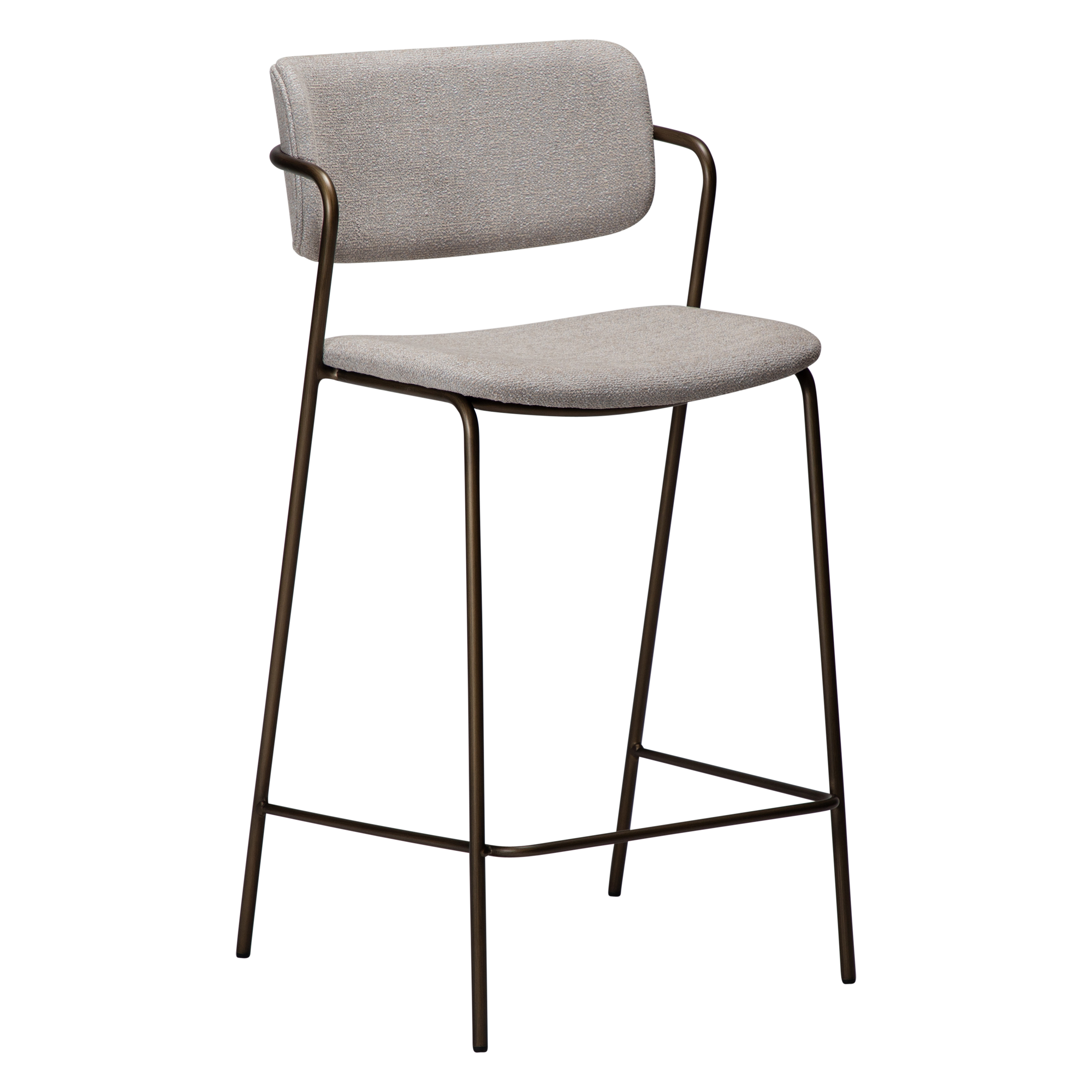 Dan-form Zed Barstol     Ryglæn Og Fodstøtte Cashmere Bouclé Stof Og Antik Messing Metal