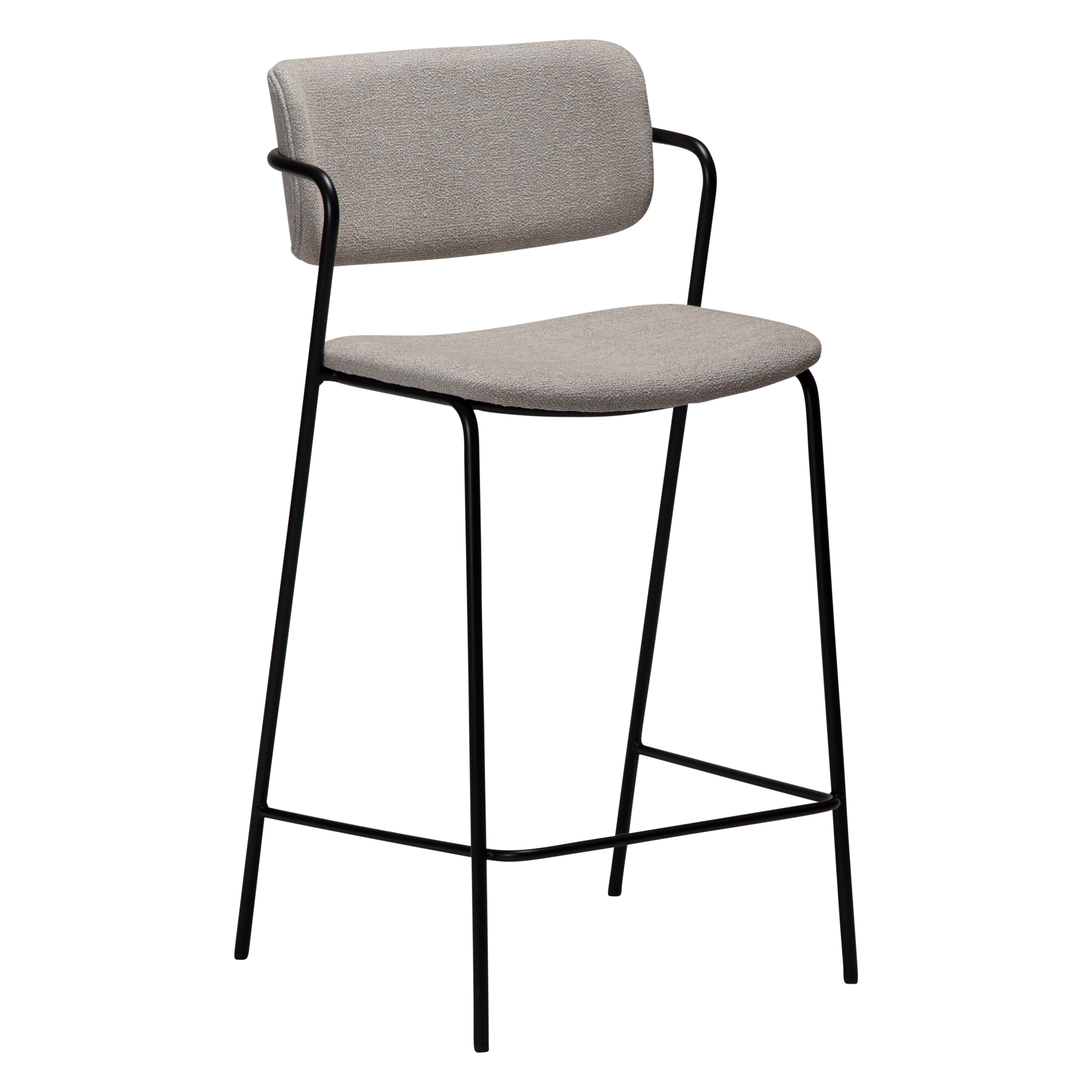 Dan-form Zed Barstol     Ryglæn Og Fodstøtte Cashmere Bouclé Stof Og Sort Metal