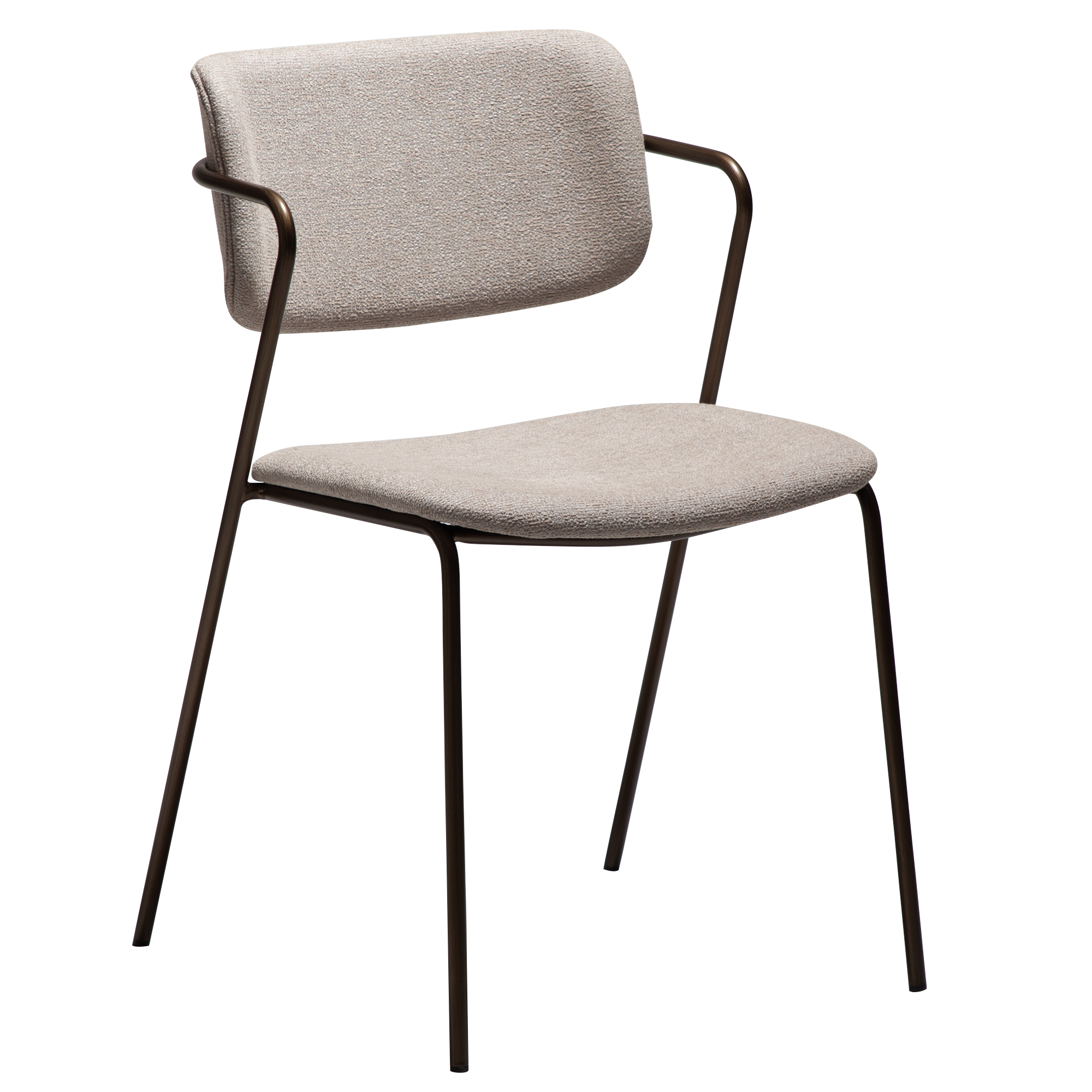 Dan-form Zed Spisebordsstol Cashmere Bouclé Stof Og Antik Messing Metal