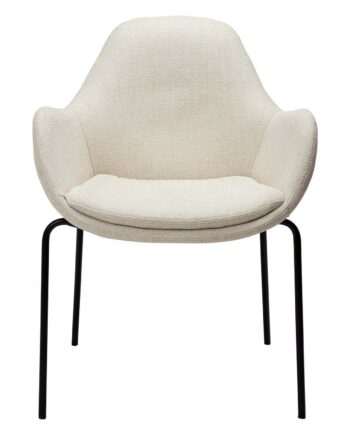 Dan-form Zimmer Lænestol Beige Bouclé Stof Og Sort Stål