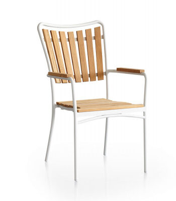 Daneline Eva Teak Stabelstol Hvid