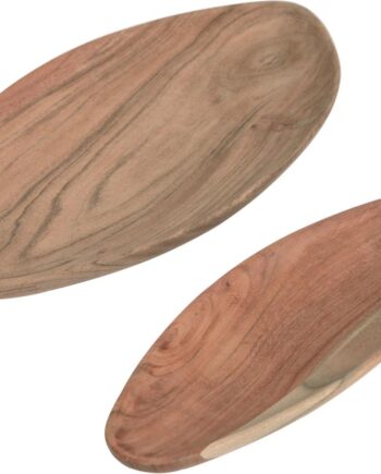 Dekorative Bakker Kave Home Ursula Sæt    Stk    Massiv Akacietræ Naturfinish 40ã 20 Cm