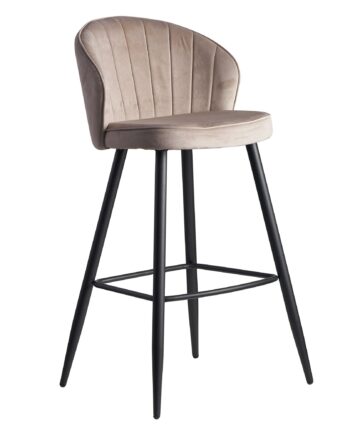 Designer Barstol   Fløjl  Beige  56x102x52 Cm