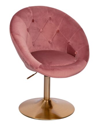 Designer Cocktail-lænestol   Fløjl Pink   Guldfarvet