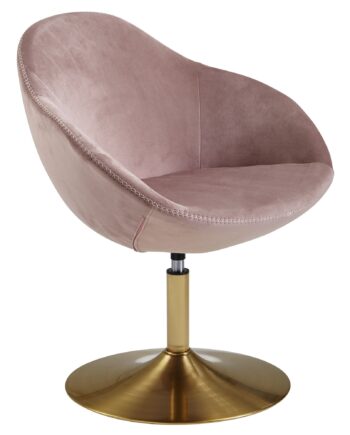 Designer Stol   Fløjl  Pink   Guldfarvet Ben  70x79x70 Cm