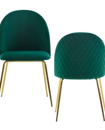 Designer Stole  Sæt Med    Fløjlsgrøn Polstrede Med Ben   Guldfarve