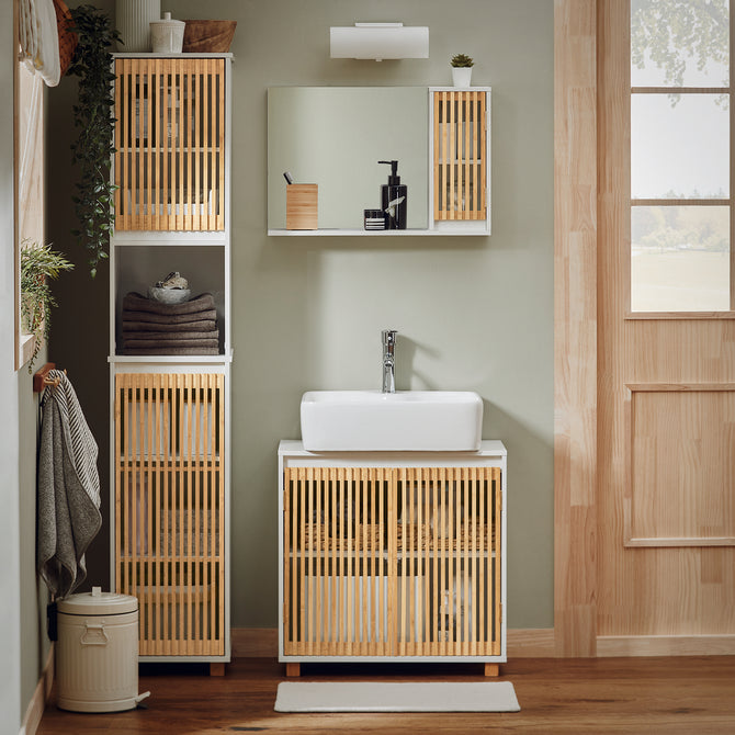 Det Stilfulde Og Funktionelle Spejlskab  Der Giver Dig Mere Plads  60x12x40 Cm  Hvid