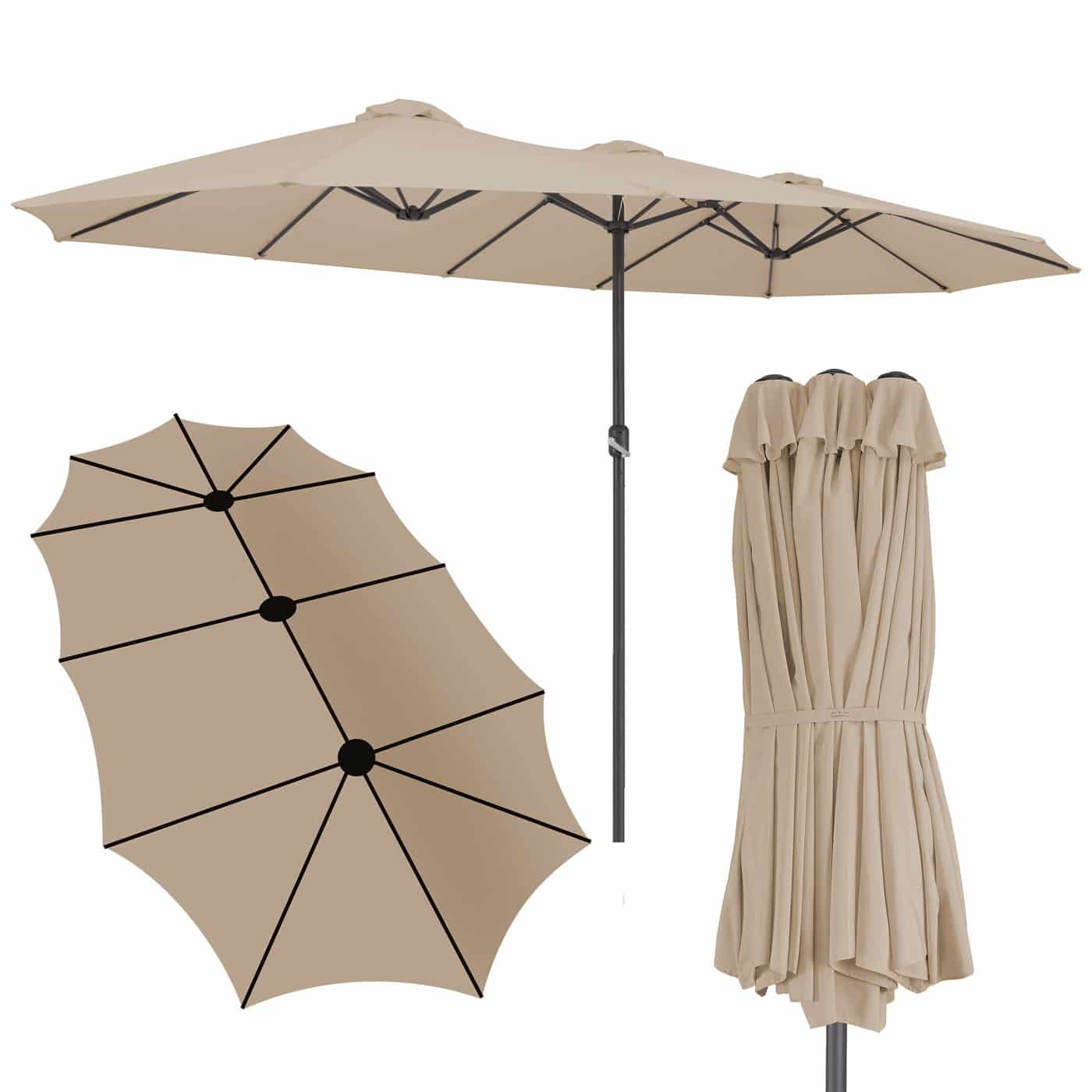 Dobbelt Parasol Taupe Uv-beskyttelse 40  460 Cm
