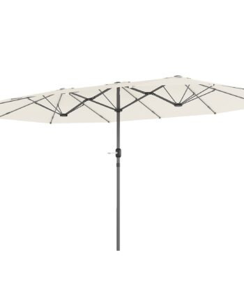Dobbeltparasol 436   260 Cm  Uv-beskyttende Stålparasol Med Håndsving  Oval Beige