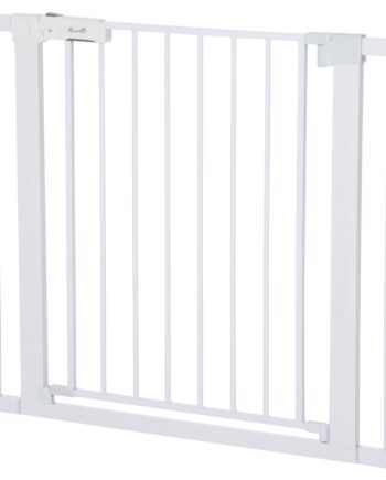Dørgitter  Ingen Boring Nødvendig  Justerbar Bredde 75-96 Cm  åbning Med En Hånd  Metal  Hvid  Automatisk Lukkende Babysikkerhedsgitter