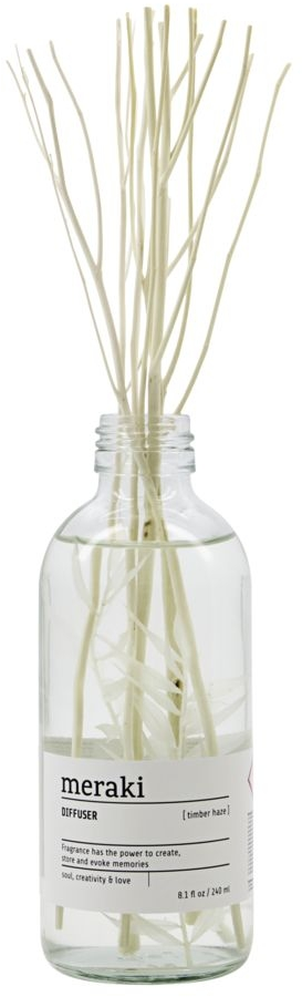 Duftfrisker Meraki Timber Haze   Rattan Duftdispenser Med Let Frugtig Aroma ø5     26 Cm Transparent Flaske