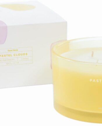 Duftlys Kave Home Pastel Cloud   Aromatisk Stearinlys   Gul Glas Med Mandarin-  Citron- Og Lavendelduft