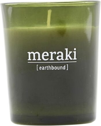 Duftlys Meraki Earthbound  Grønt Stearinlys ø5     H6   Cm Med Eukalyptus   Spearmint Duft  12 Timers Brændetid