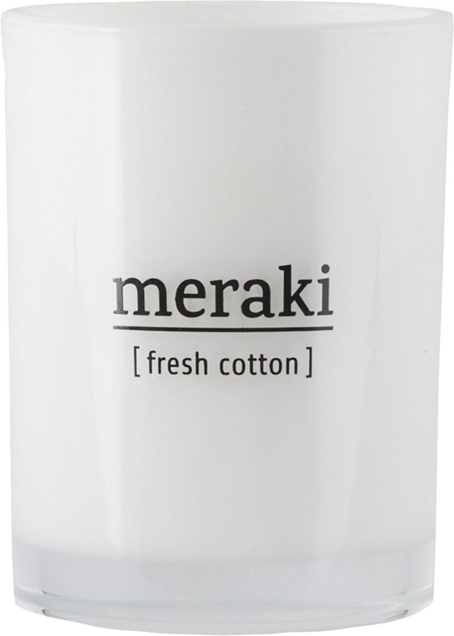 Duftlys Meraki Fresh Cotton   Glas ø8ã H10   Cm   Sojavoks  35 Timers Brændetid