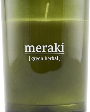 Duftlys Meraki Green Herbal   Grøn Glas  ø8ã H10   Cm  35 Timers Brændetid