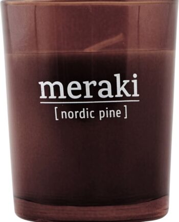 Duftlys Meraki Nordic Pine   Glas ø5     H6   Cm   Bæredygtig Sojavoks Brændt Henna