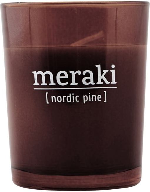 Duftlys Meraki Nordic Pine   Glas ø5     H6   Cm   Bæredygtig Sojavoks Brændt Henna