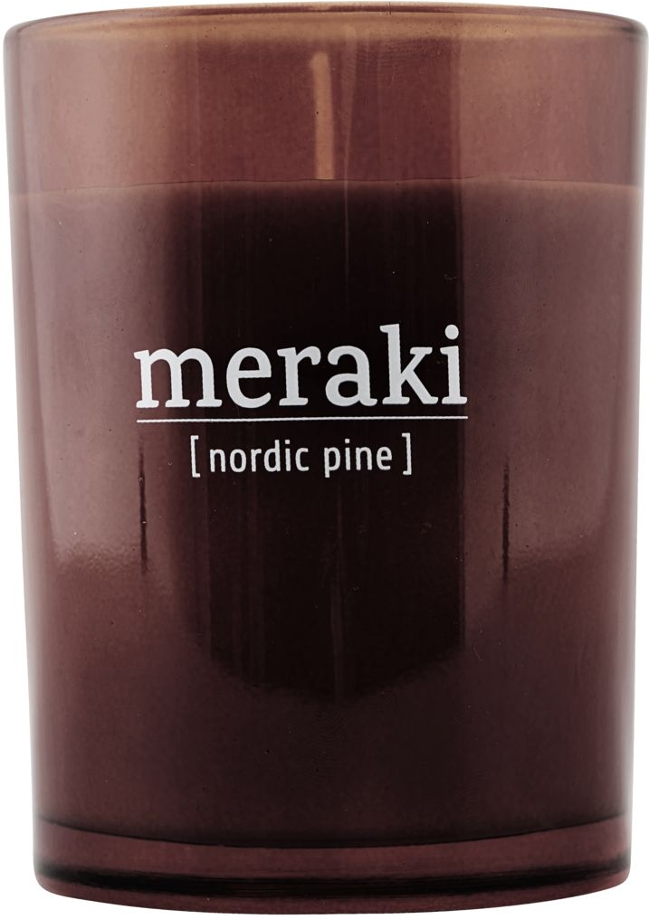 Duftlys Meraki Nordic Pine   Sojavoks   Brændt Henna Glas ø8cm  35 Timer Brændetid